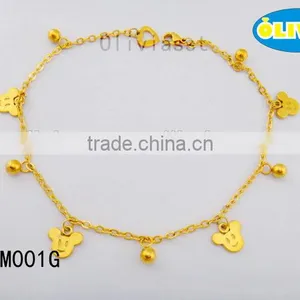 Olivia Jewelry Womens Stainless Steel Cute Animal Cable Chain Anklet With Gold Ball Pendant thumbnail-1