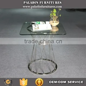 Glass Top Stainless Steel Frame Square Coffee Table thumbnail-1