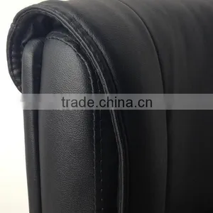 Mid Back Black Leather Home Office Furniture Meeting Chairs Office With no Wheels thumbnail-2