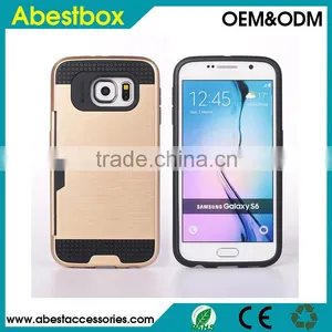 For Samsung Galaxy S6 Brushed Combo Case With Card Slot, for S6 G9200 TPU+PC Hybrid Cover Cases thumbnail-6