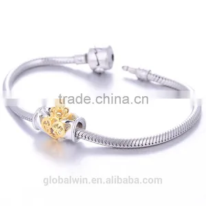 18K Factory Promotion Crystal I Love You Bear Charm European Heart Charm Shiny Solid S925 Silver Bead For Woman Charm Bead thumbnail-2