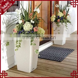 Big Outdoor White Resin Wicker Wholesale Decorative Plastic Flower Pots thumbnail-1
