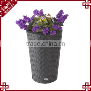 Tall and Round Large Plastic Rattan Bulk Memorial Flower Pots thumbnail-1