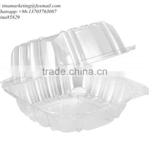 Clear Hinged Plastic Food Take Out To-Go Container,Clamshell Fruit/Cake/Salad Pack Box thumbnail-1