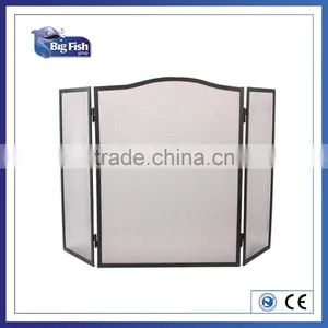 Black Coated Fire Screen With Three Panels Made of Metal thumbnail-1