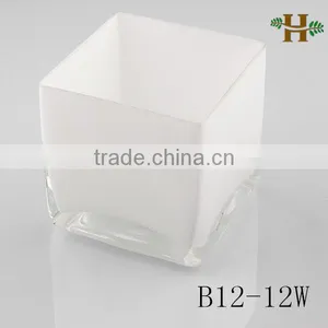 Hot-sale White Square Glass Vase, Handmade Wholesale Cheap Glassware thumbnail-1
