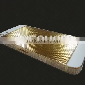 100% 24k Real Gold Back Cover With Square Grid and Diamond for Iphone 5s thumbnail-1