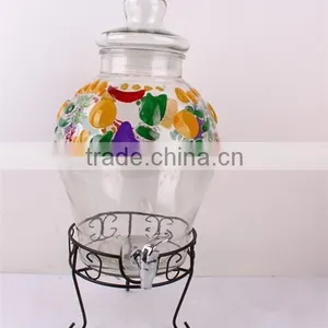5L Cylinder Glass Juice Jar With Metal Rack thumbnail-4