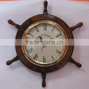 Ship Wheel Wall Clock, Antique Style Wall Clock, Modern Wall Clock, Wooden Wall Clock, Pendulum Wall Clock, Modern Wall Clock thumbnail-1