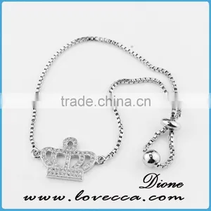 European Style Silver Adjustable Micro Pave Bracelet thumbnail-3