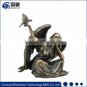 Custom New Design Art Decor Angel With Dove Statue thumbnail-1