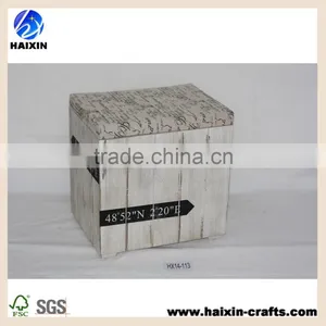 Shabby Chic Wood Stool/ Wooden Hocker/ Shabby Chic Wooden Storage Bench thumbnail-1