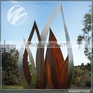 Contemporary Abstract Art Leaf Corten Steel Landscape Sculpture thumbnail-1