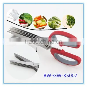 Multifunction Kitchen Tools Ergonomic Design 5 Blades Stainless Steel Scissors thumbnail-1