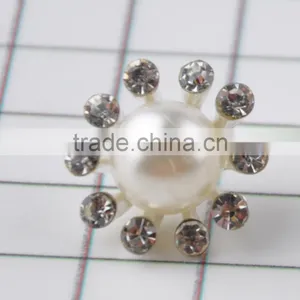 Keering Open Mold Glass Pearl Crystal Rhinestone Shank Button for Wedding Invitation thumbnail-2