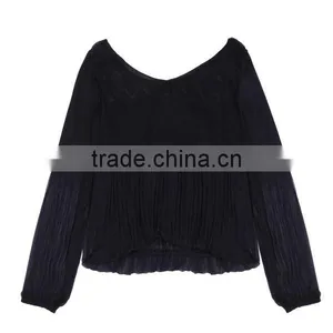 Ladies' Fashion Polyester Long Sleeves Direct Manufacturer High Quality Sari Blouse Design thumbnail-2