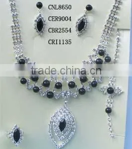 Black Pearl Jewelry, Fashion Pearl Necklace Sets,silver Strass Pearl Jewelry Sets,bridals Jewelry Set, Quality Pearl Jewelry Set thumbnail-1
