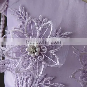 OEM Baby Girls Lovely Purple Embroidery Flower Tassel Party Dresses Net Frock Design Tulle Fluffy Baby First Communion Dress thumbnail-4