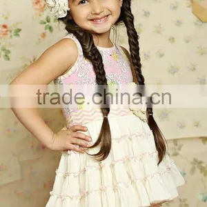 Sleeveless Printing Wholesale Clothing Children Frocks Designs Ruffle Dress thumbnail-1