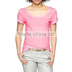 WOMENS COTTON SCOOP NECK T SHIRT thumbnail-1