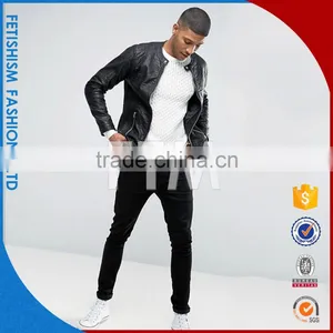 Men's Casual Black Jacket Collar Young Men PU Slim Long Sleeved Neat Locomotive Leather Coat thumbnail-1