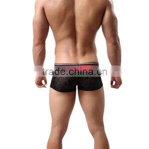 1 PCS Cool and Refreshing Underwear Men Sexy Male Boxers Gauze Sheer Lace Shorts Brand Mesh Penis Sheath See Through Men Boxer thumbnail-2