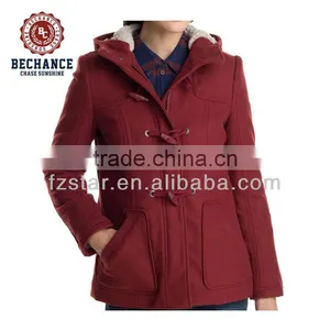Ladies' Winter Wool Jacket With Fur Hood thumbnail-2