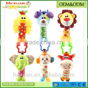 New Animal Dog Soft Stuffed Plush Crib Bed Hanging Hand Rattles Baby Toys thumbnail-1