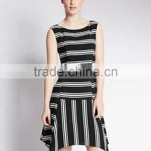 PETITE Striped Peplum Dress Short thumbnail-1