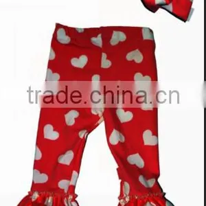 Hot Sale New Design Fashion Girls Cotton Red Heart Ruffle Leggings Pants thumbnail-1