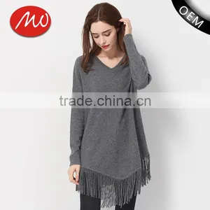 Hot Sale Winter Women Stylish Polyester Long Pullover Sweater With Fringe thumbnail-1