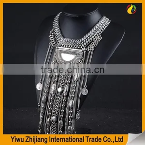2016 Indian Handmade Tribal Tassel Necklace in Gold Sliver Color for Women thumbnail-2