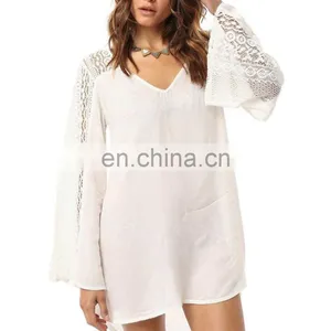C2 Crochet Trim Cover-Up Ladies Beach Kaftan thumbnail-1