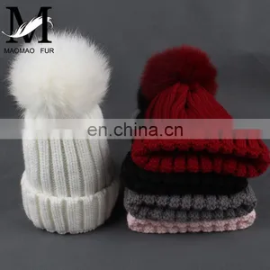 Cute Children Present Fox Fur Pompom Knitted Beanie Earmuff Funny Baby Beanie thumbnail-6