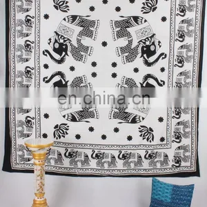 Indian Elephant Mandala Hippie Wall Hanging, Indian Bohemian Tapestry, Gypsy Bed Cover, Elephant Wall Hanging,Queen Bed Sheet thumbnail-1
