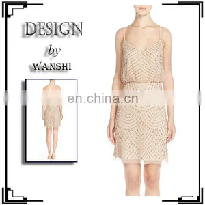 J-8287 Fashion Design Sequin Mesh Blouson Dress Newest Ladies Dress Sleeveless Women Clothing thumbnail-1