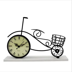 Vintage Metal Crafts Black Decorative Metal Bicycle Table Clock thumbnail-2