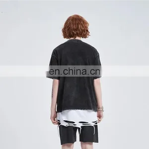 DiZNEW Wholesale Bulk High Quality Mens Hip Hop Acid Wash Oversize T-shirt thumbnail-5