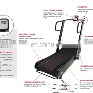 2020 New Design Curved Treadmill Semi-commercial Fitness Self-generating Woodway Treadmill With no Power thumbnail-2