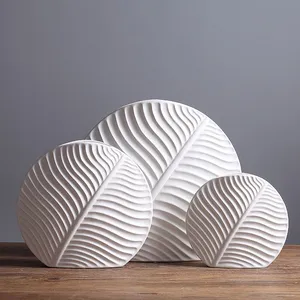 Tree Leaf Nordic Style Large White Green Ceramic Vase Art Decoration For Showroom Living Room thumbnail-3
