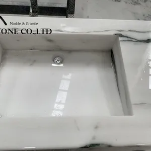 Factory Price Newest Panda White Marble Prefab Double Sink Vanity Top thumbnail-2