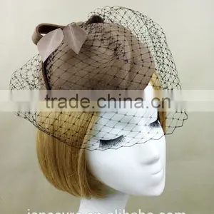 Custom Design Felt Fascinator Hat With Veil Wool Hat For Women thumbnail-2