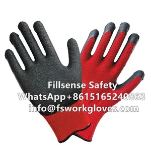 10Gauge 5Yarn(21S) Cotton Liner Crinkle Latex Cotton Working Gloves Latex Rubber Palm Work Gloves thumbnail-5