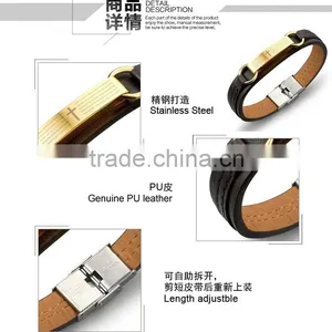 Genuine PU Leather Screw Bracelets 316L Stainless Steel Spanish Bible the Lord's Prayer Bangles thumbnail-5