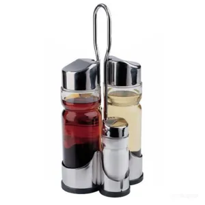 Classic Glass Condiment Set With Stand thumbnail-1