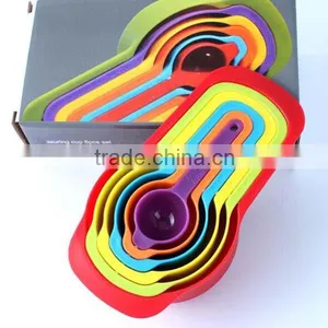 Amazon Supply FDA Approved Rainbow Plastic Powder Carved Measuring Spoons and Cups Set of 6pcs 138g ABS Measuring Spoons thumbnail-4