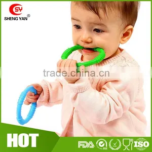 4 Funny Colorful and BPA Free Silicone Sensory Teething Baby Teether Ring Toys,Soothing Pain Relief and Drool Proof Infant Toys thumbnail-1