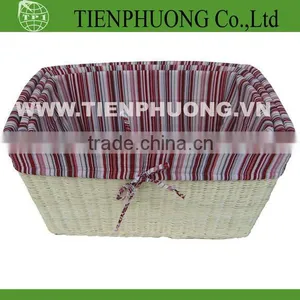 Storage Rattan Basket With Fabric Liner thumbnail-1