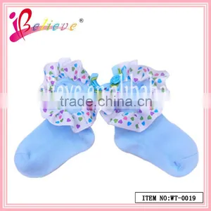 Fashion Spring Color Wholesale Ribbon Bow Cotton Soft 3d Baby Socks (WT-0018) thumbnail-2