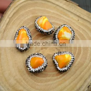 LFD-0015B Wholesale Druzy Shell Loose Bead , Pave Rhinestone Connectors Spacer Beads Jewelry Making thumbnail-1